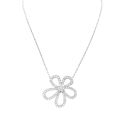 Collier Pendentif VAN CLEEF & APRLES "Flowerlace" en or blanc et diamants - Castafiore