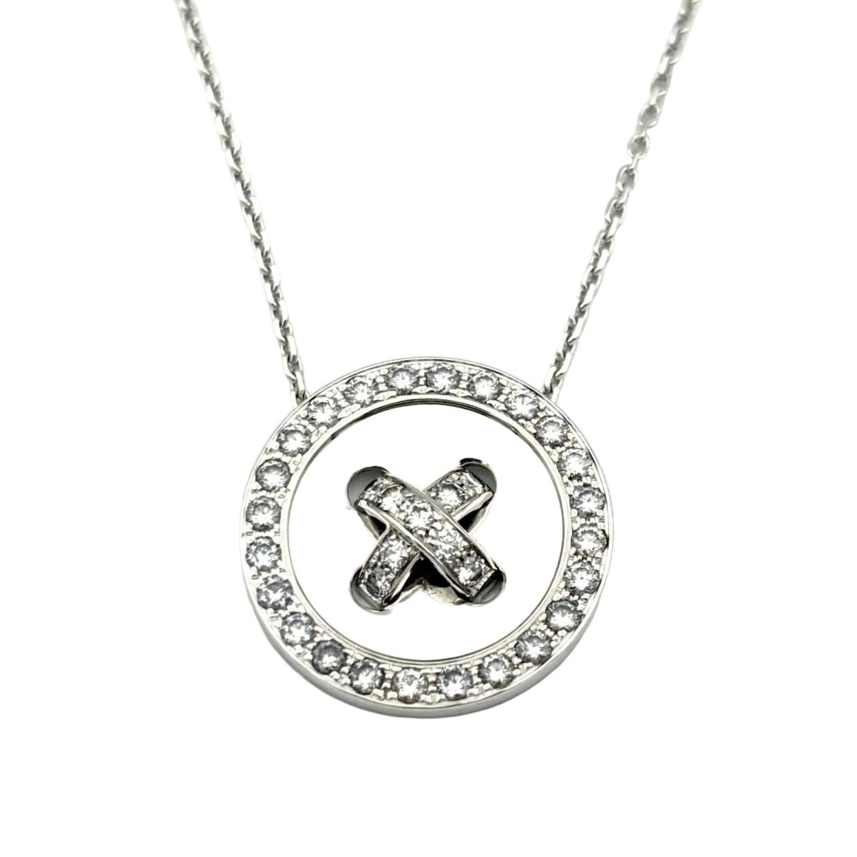 Collier Pendentif VAN CLEEF & ARPELS "Boutonnière" en or blanc et diamants - Castafiore