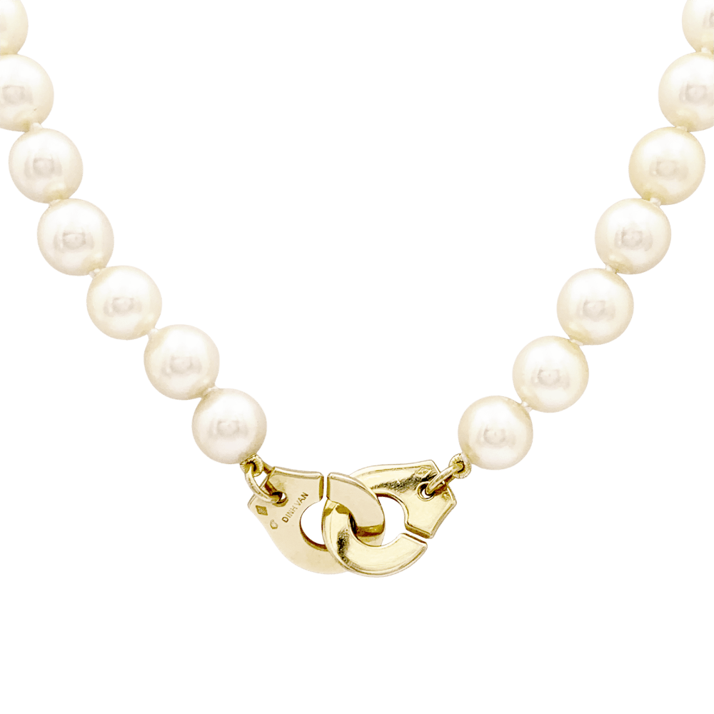 Collier Perles DINH VAN "Menottes R12" en or jaune et perles - Castafiore