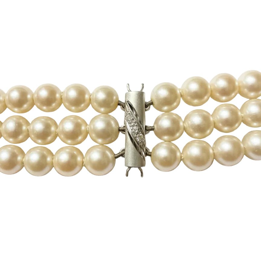 Collier Perles en or blanc et diamants - Castafiore