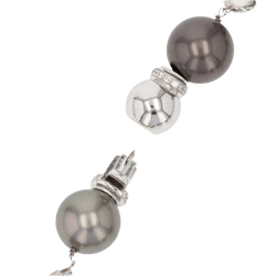 Collier Perles en or blanc, pierres de lune et diamants - Castafiore