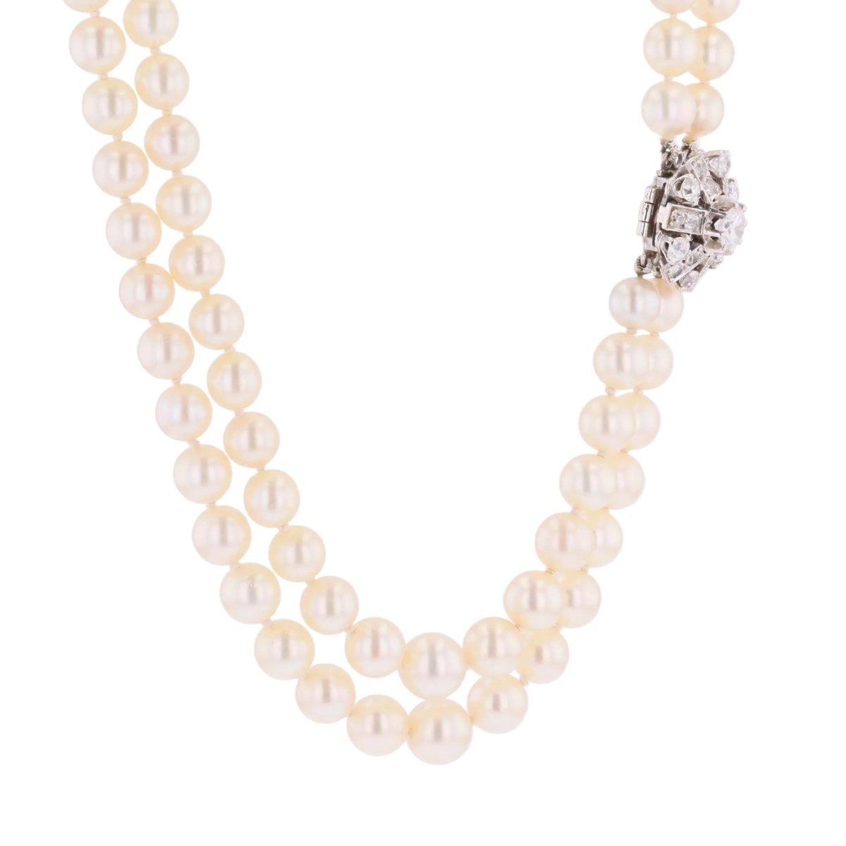 Collier Perles en or blanc, platine et diamants - Castafiore