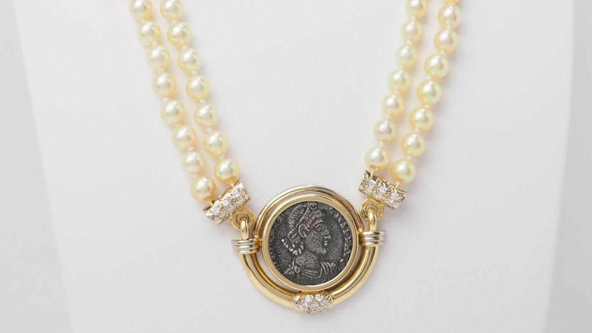 Collier pièce de constance II, perle de culture et diamants en or jaune - Castafiore