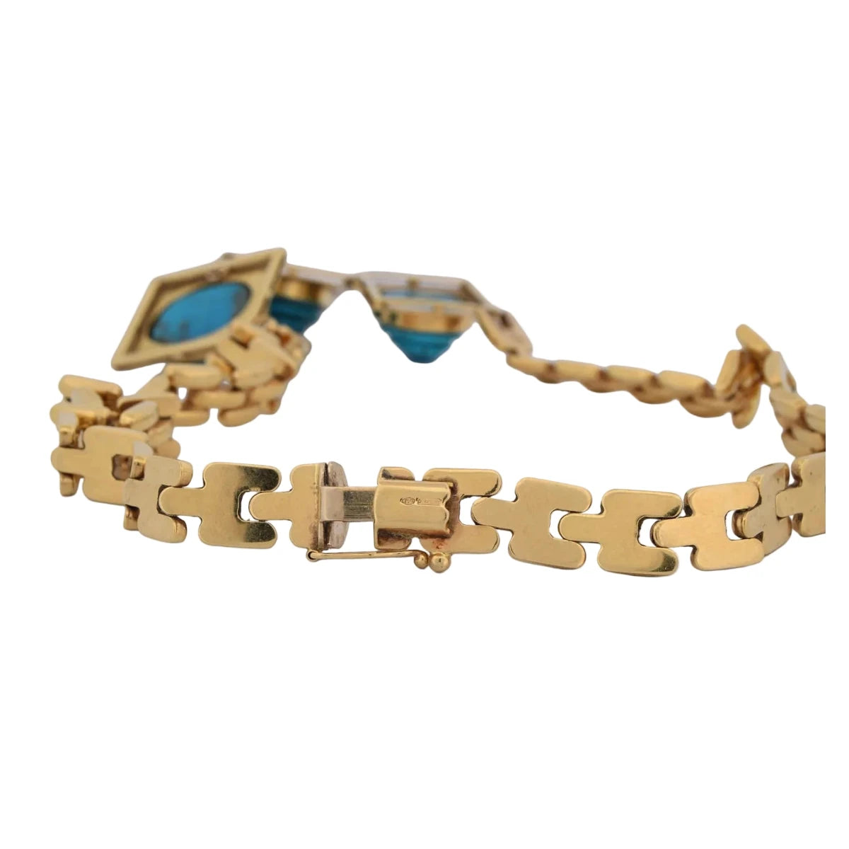 Collier Plastron en or jaune et turquoises - Castafiore
