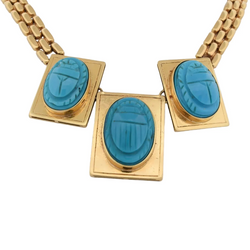 Collier Plastron en or jaune et turquoises - Castafiore