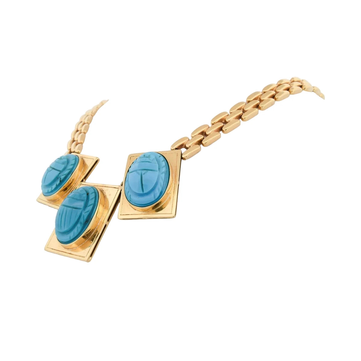 Collier Plastron en or jaune et turquoises - Castafiore