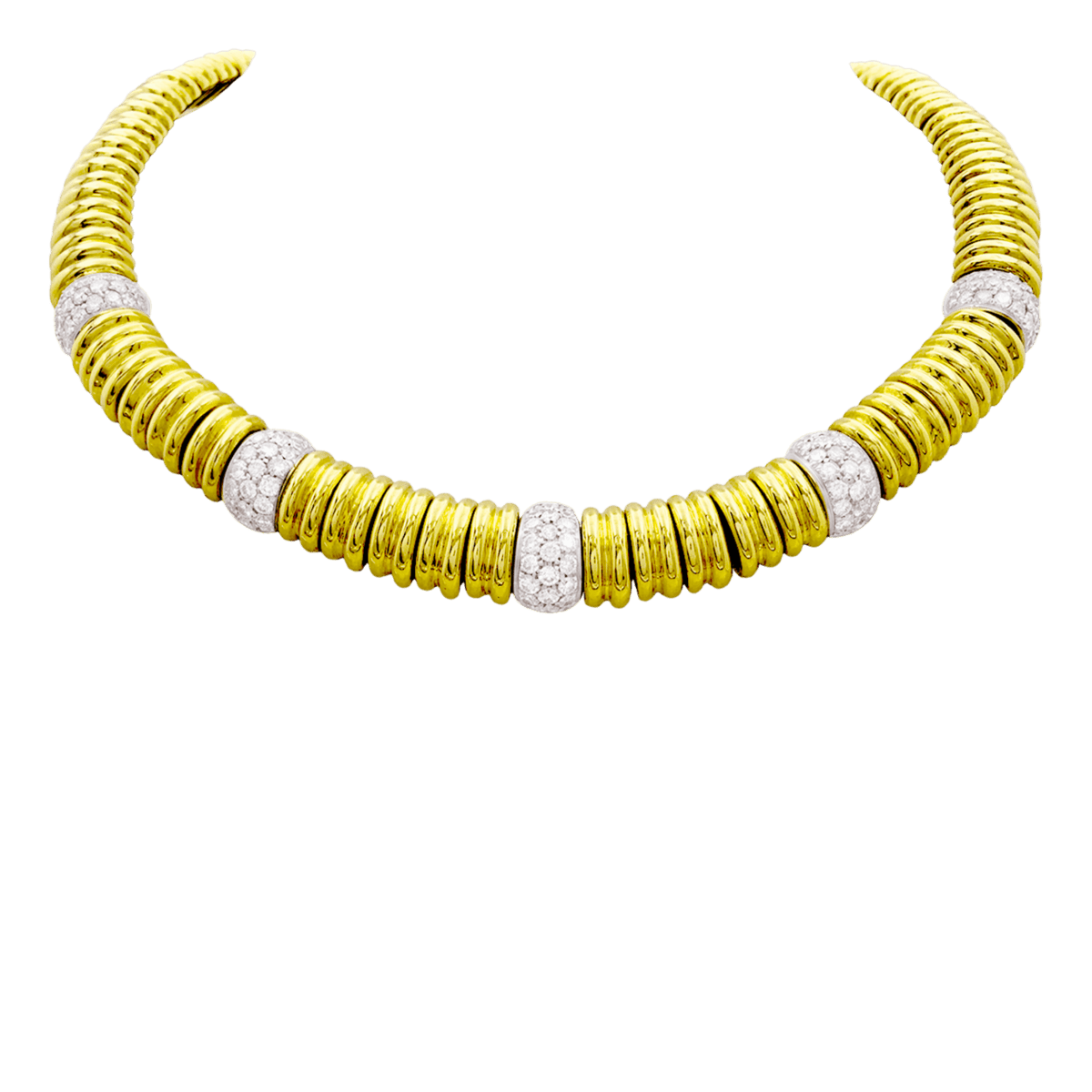 Collier Ras de Cou en or blanc, or jaune et diamants - Castafiore