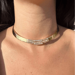 Collier Ras de Cou en or jaune et diamants - Castafiore