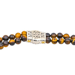 Collier Ras de Cou en or jaune, or blanc, oeil - de - tigre et diamants - Castafiore