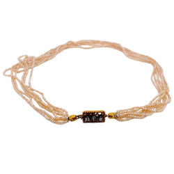 Collier Ras de Cou en or jaune, perles et diamants - Castafiore