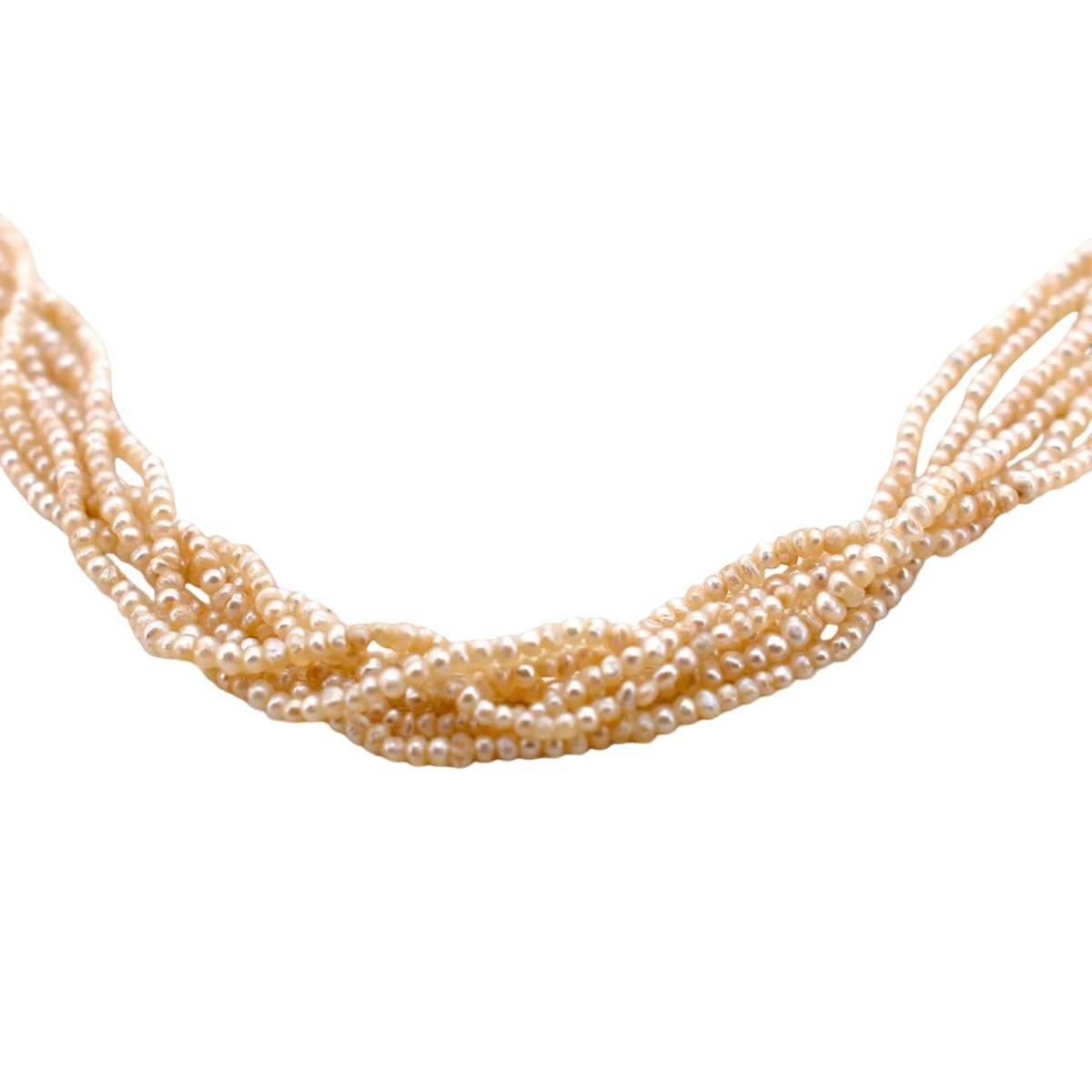Collier Ras de Cou en or jaune, perles et diamants - Castafiore