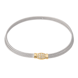 Collier Ras de Cou FRED "Force 10" en or jaune, acier et diamants - Castafiore