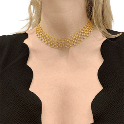 Collier Ras de Cou TIFFANY & CO. en or jaune et diamants - Castafiore