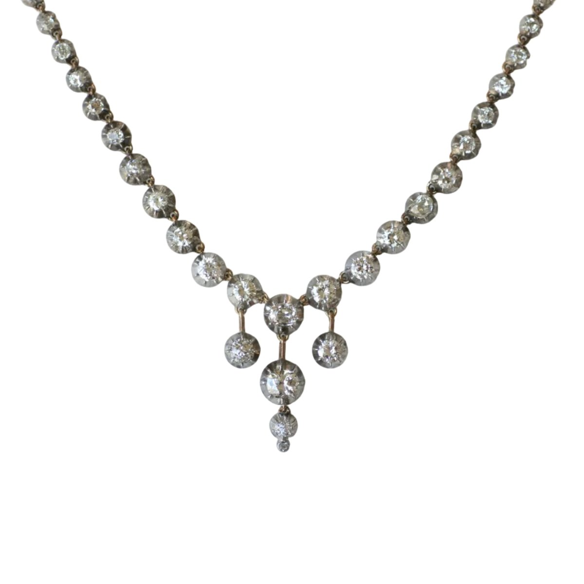 Collier Rivière en or jaune, or rose, argent et diamants - Castafiore