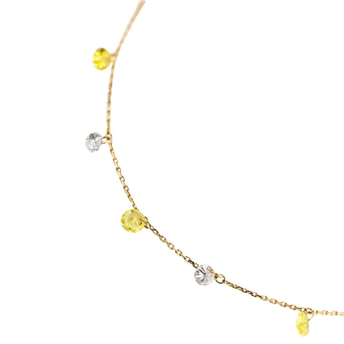 Collier Rivière LA BRUNE ET LA BLONDE "Confetti" en or jaune, saphirs jaunes et diamants - Castafiore