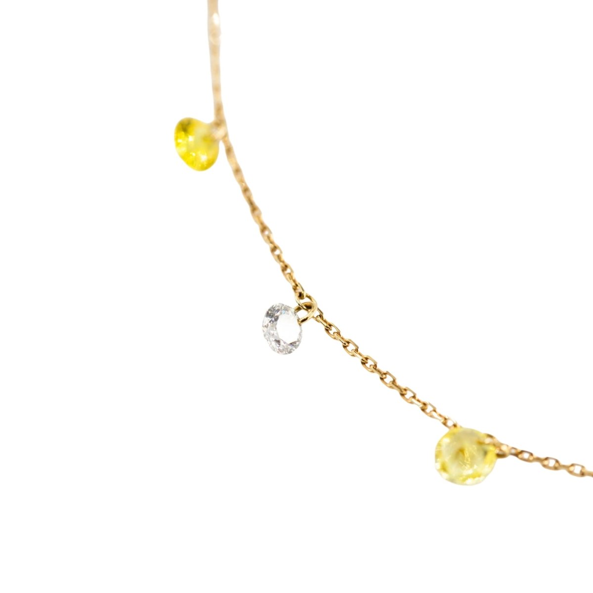 Collier Rivière LA BRUNE ET LA BLONDE "Confetti" en or jaune, saphirs jaunes et diamants - Castafiore