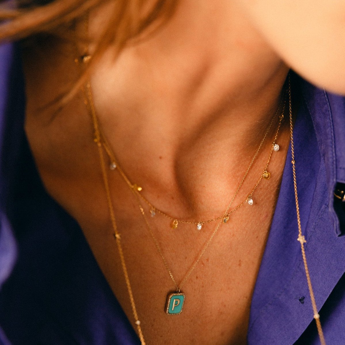 Collier Rivière LA BRUNE ET LA BLONDE "Confetti" en or jaune, saphirs jaunes et diamants - Castafiore