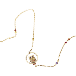 Collier Sautoir BOUCHERON "Nuri" en or rose, saphirs, tsavorites et diamants - Castafiore