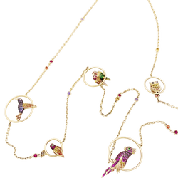Collier Sautoir BOUCHERON "Nuri" en or rose, saphirs, tsavorites et diamants - Castafiore
