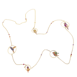 Collier Sautoir BOUCHERON "Nuri" en or rose, saphirs, tsavorites et diamants - Castafiore