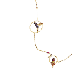 Collier Sautoir BOUCHERON "Nuri" en or rose, saphirs, tsavorites et diamants - Castafiore