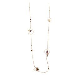 Collier Sautoir BOUCHERON "Nuri" en or rose, saphirs, tsavorites et diamants - Castafiore