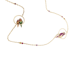 Collier Sautoir BOUCHERON "Nuri" en or rose, saphirs, tsavorites et diamants - Castafiore