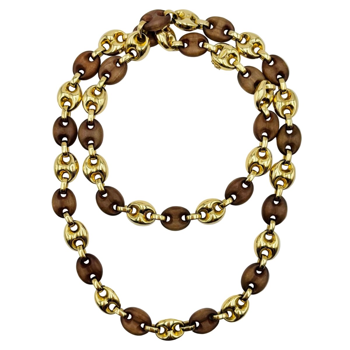 Collier Sautoir BULGARI en or jaune et bois - Castafiore