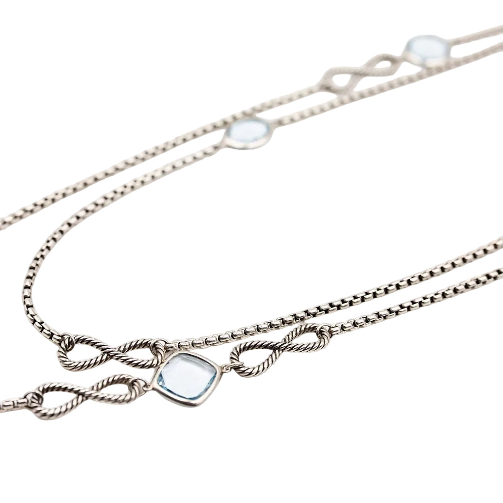 Collier Sautoir DAVID YURMAN en argent et topazes bleues - Castafiore