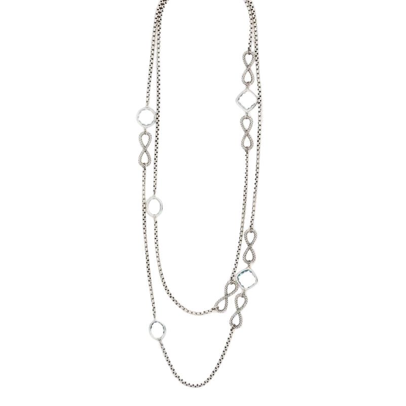 Collier Sautoir DAVID YURMAN en argent et topazes bleues - Castafiore