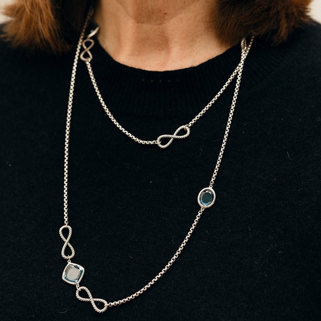 Collier Sautoir DAVID YURMAN en argent et topazes bleues - Castafiore