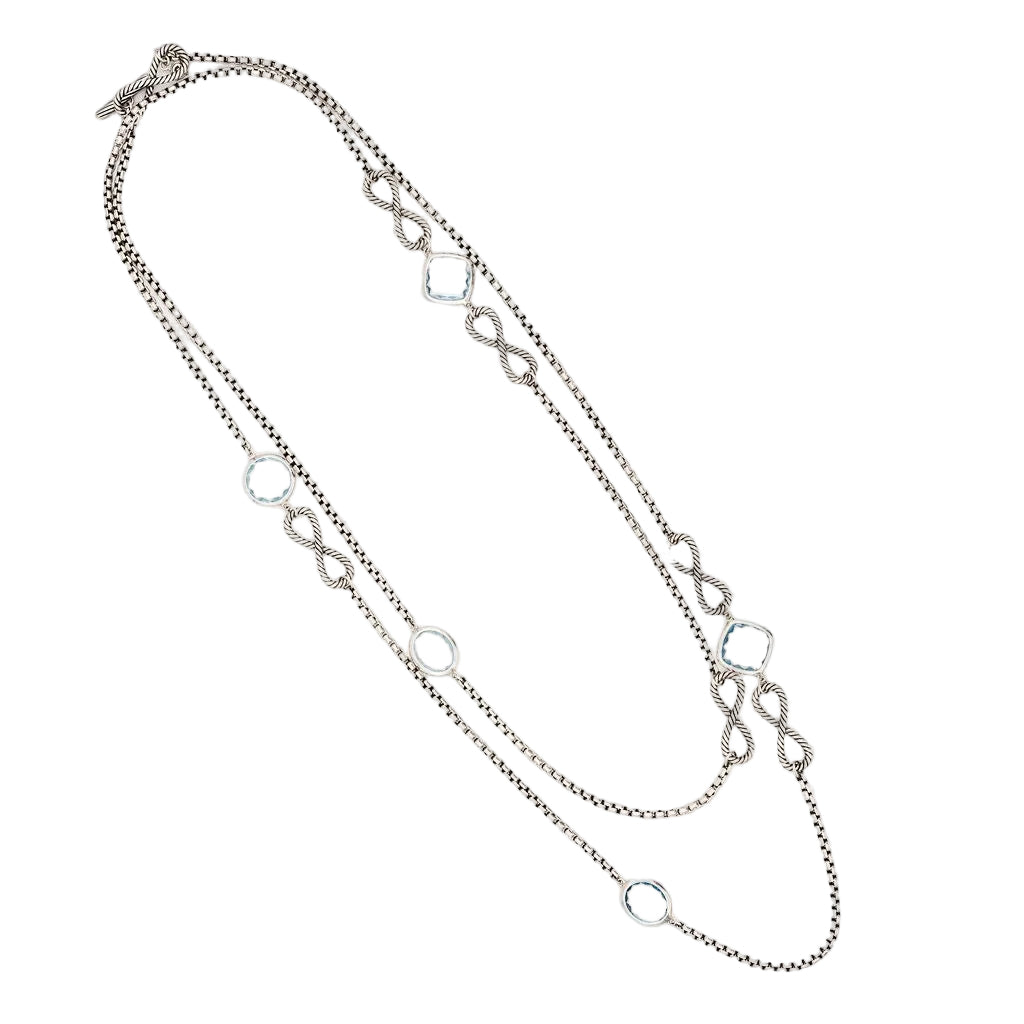 Collier Sautoir DAVID YURMAN en argent et topazes bleues - Castafiore