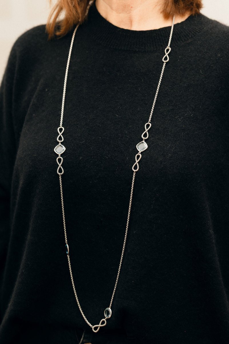 Collier Sautoir DAVID YURMAN en argent et topazes bleues - Castafiore