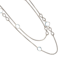 Collier Sautoir DAVID YURMAN en argent et topazes bleues - Castafiore