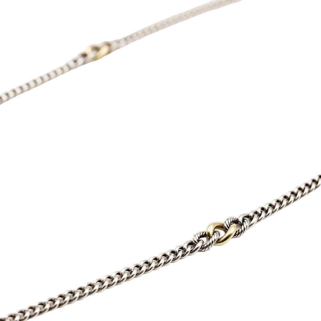 Collier Sautoir DAVID YURMAN "Gradient Curb Chain" en argent et or jaune - Castafiore