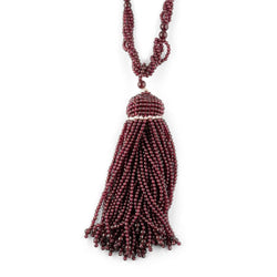 Collier Sautoir en grenats et perles de culture - Castafiore