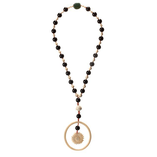 Collier Sautoir en ivoire, onyx et corail - Castafiore