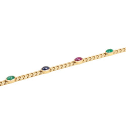 Collier Sautoir en or jaune, émeraudes, saphirs et rubis - Castafiore
