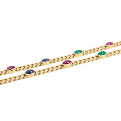 Collier Sautoir en or jaune, émeraudes, saphirs et rubis - Castafiore