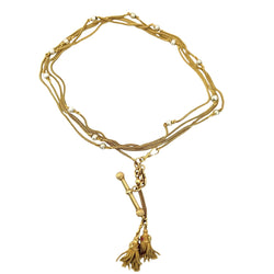 Collier Sautoir en or jaune, or vert et perles grises - Castafiore