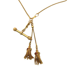 Collier Sautoir en or jaune, or vert et perles grises - Castafiore
