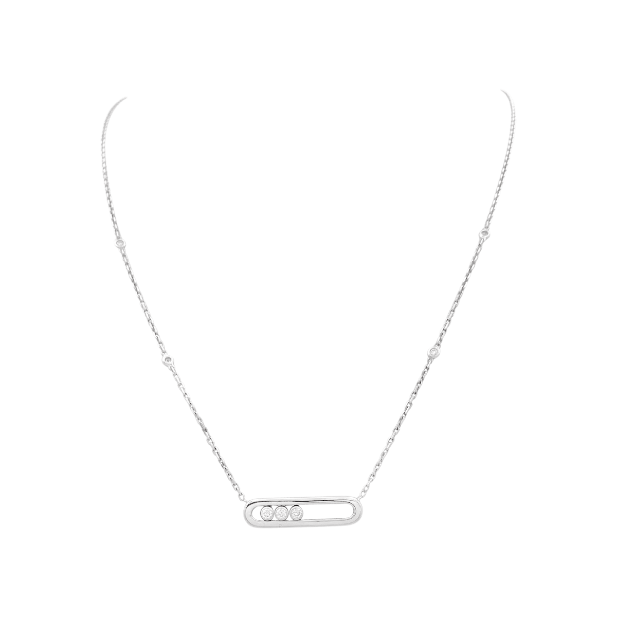 Collier - Sautoir MESSIKA, "Baby Move", or blanc et diamants - Castafiore
