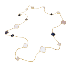 Collier Sautoir VAN CLEEF & ARPELS "Magic Alhambra" en or jaune, nacre et onyx - Castafiore
