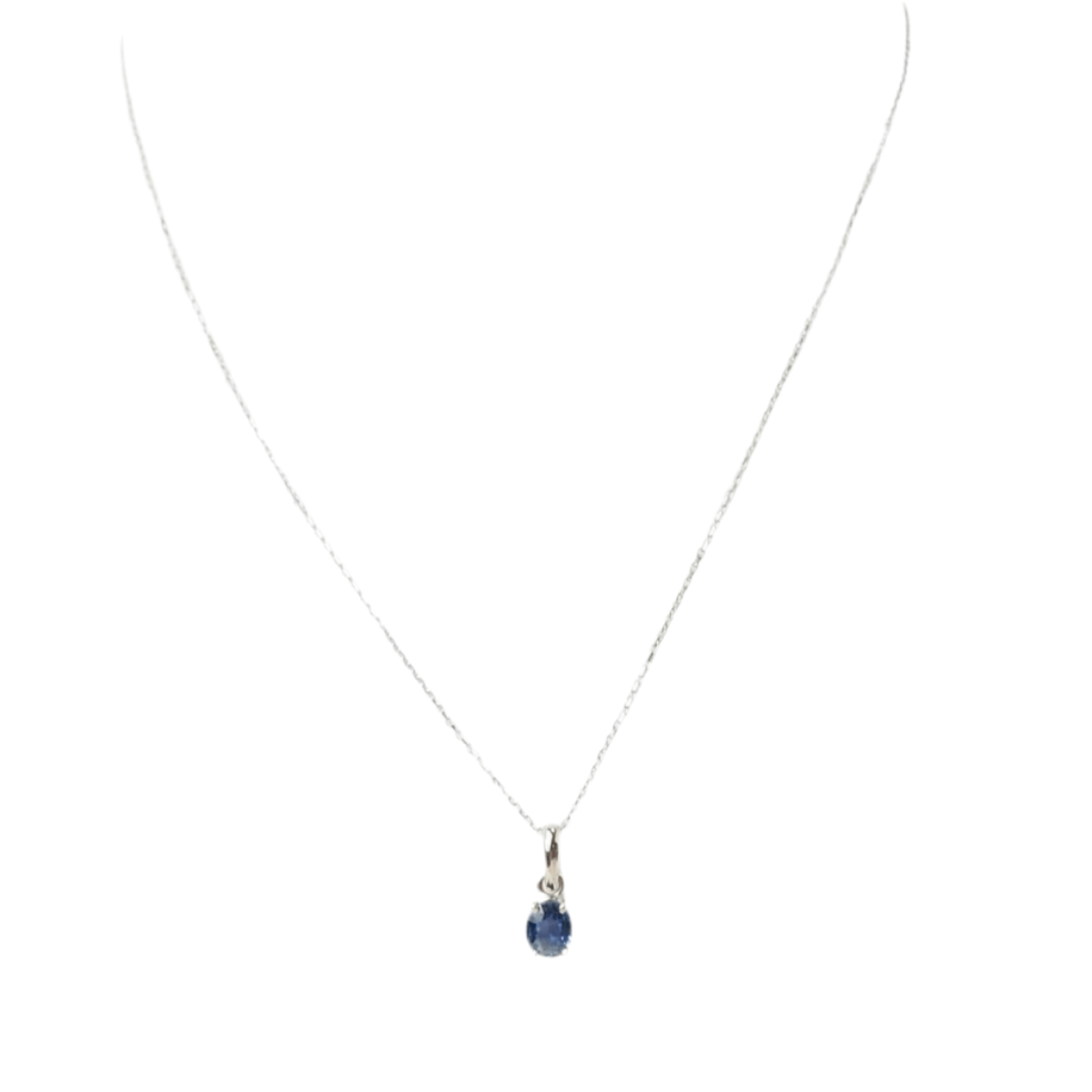 Collier solitaire en or blanc et saphir - Castafiore