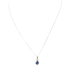 Collier solitaire en or blanc et saphir - Castafiore