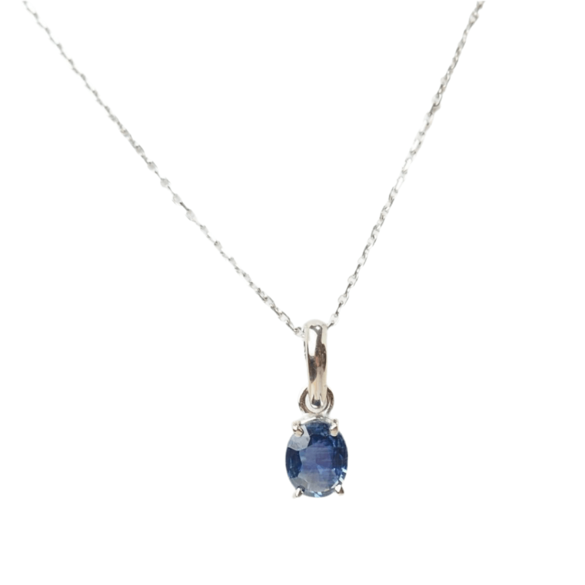 Collier solitaire en or blanc et saphir - Castafiore