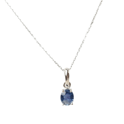 Collier solitaire en or blanc et saphir - Castafiore
