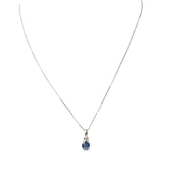 Collier solitaire en or blanc et saphir - Castafiore