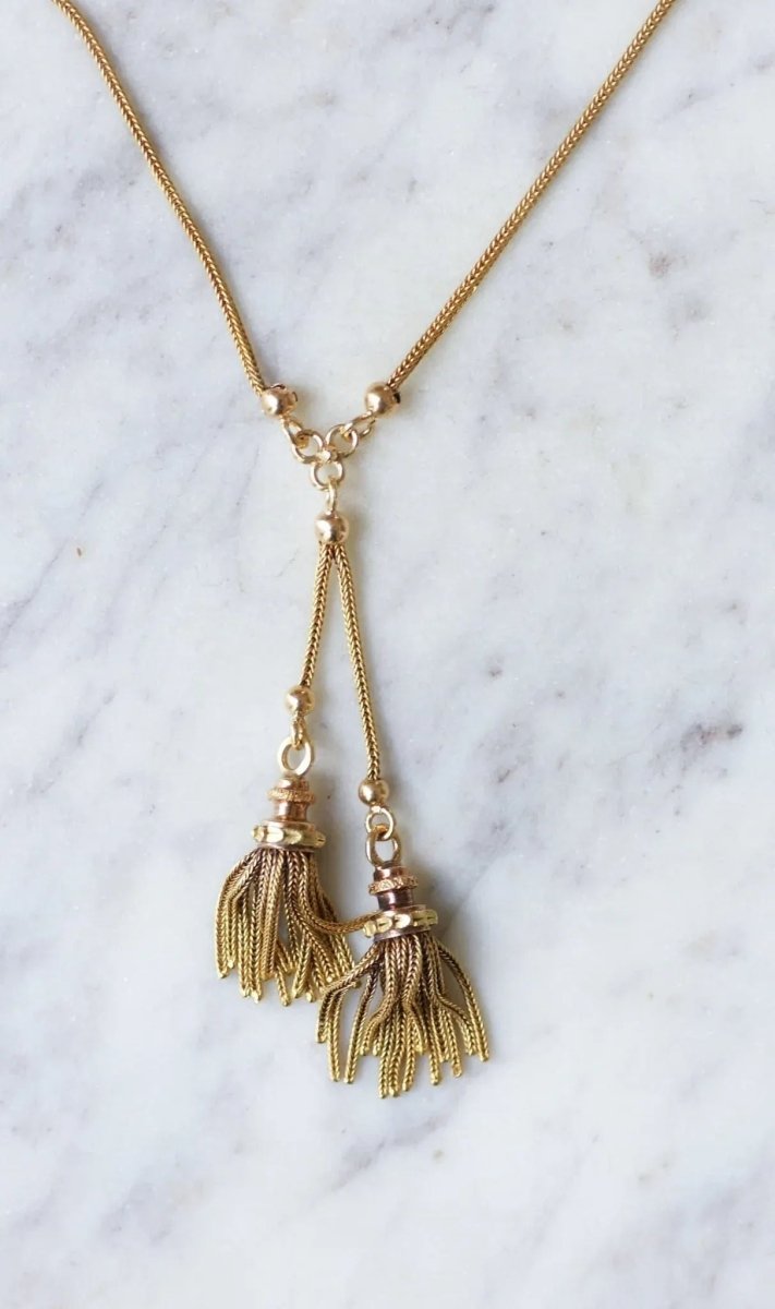 Collier trois ors négligé pompons - Castafiore