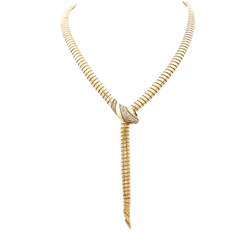Collier Tubogas BULGARI "Serpenti Tubogas" en or jaune, onyx et diamants - Castafiore